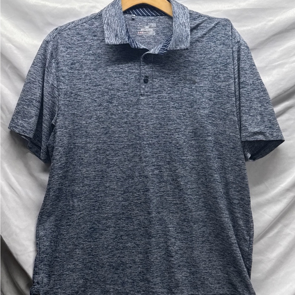 Under Armour Men's Heathered Blue/Gray HeatGear XL Polo